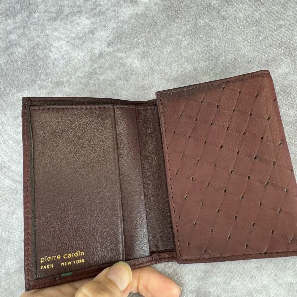 Pierre Cardin Mens Brown Perforated Leather Trifold Wallet